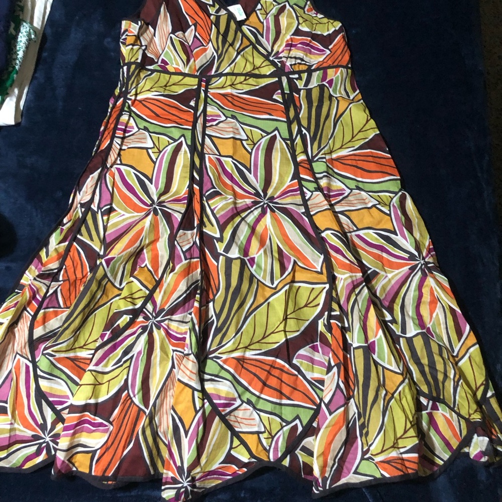 Spense Multi Floral A-line Midi Cotton Dress NWT